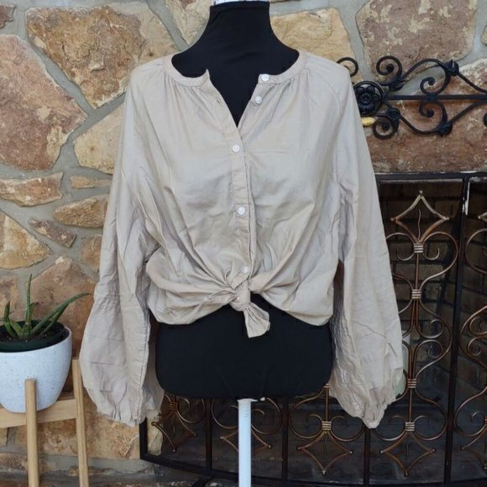 Levi's Cotton‎ Mandarin Collar Bishop Sleeve Khaki Button Up Sz 2X New